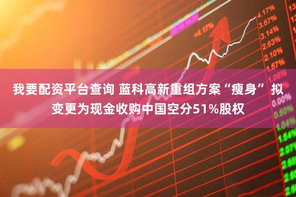 我要配资平台查询 蓝科高新重组方案“瘦身” 拟变更为现金收购中国空分51%股权